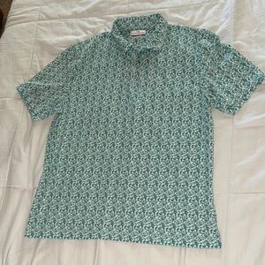 Grand Slam Men's Green And White Floral Patterned 3 Button Shirt Size XL